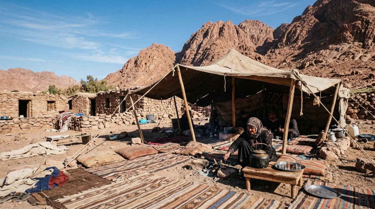 Bedouin camp in Saint Catherine village used on the overnight trip to Saint Catherine Monastery from Cairo, Sinai, Egypt